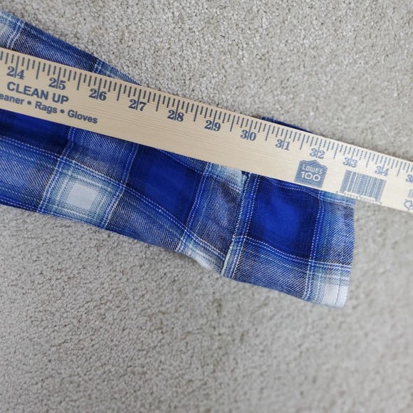 Wrangler Wrancher Men's Flannel Shirt Blue Plaid Long Sleeve Size L Pearl Snaps - Picture 10 of 16